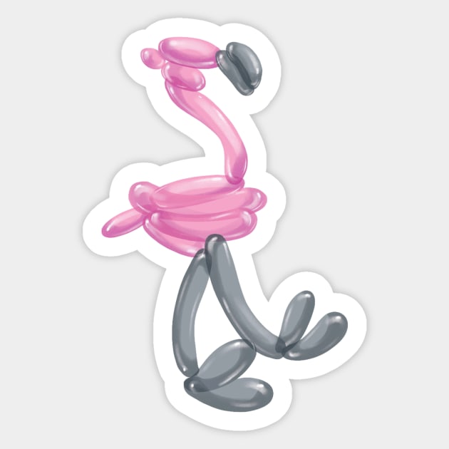 Balloon Animal - Flamingo Sticker by Rowena Aitken